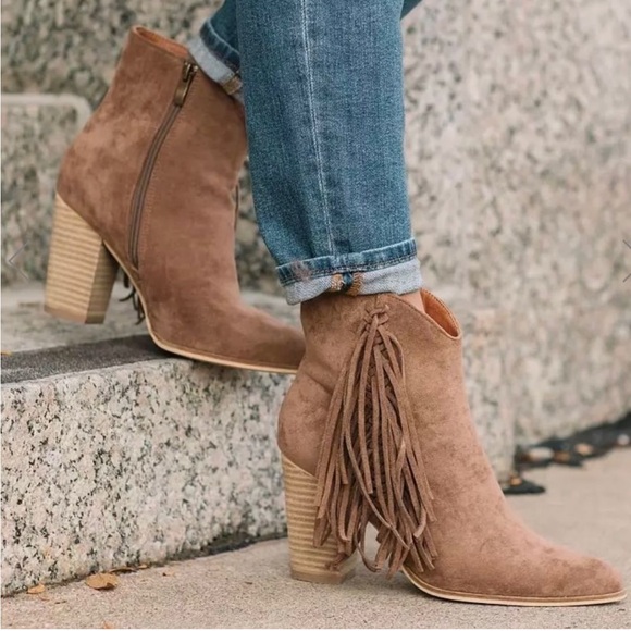 Buckle Beast Jackie Fringe Ankle Boots - Picture 1 of 10